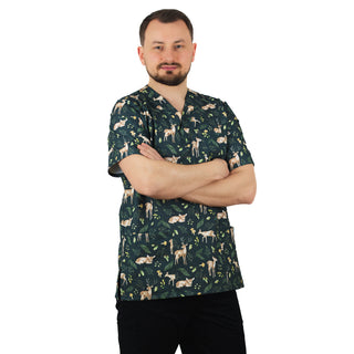 Herren Kasack aus 100% Baumwolle mit buntem Motiv für Medizin & Pflege.