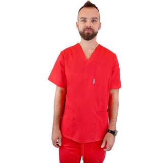 Bequemer und praktischer Herren Schlupfkasack Thalia aus einem elastischen und angenehmen Stoff PRIMA STRETCH. Farbe Rot
