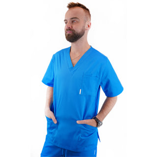 Bequemer und praktischer Herren Schlupfkasack Thalia aus einem elastischen und angenehmen Stoff PRIMA STRETCH. Farbe Blau