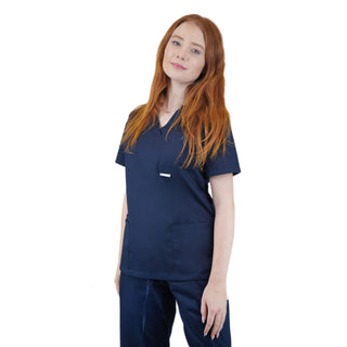 Bequemer und praktischer Damen Schlupfkasack Thalia aus einem elastischen und angenehmen Stoff PRIMA STRETCH. Farbe Marineblau
