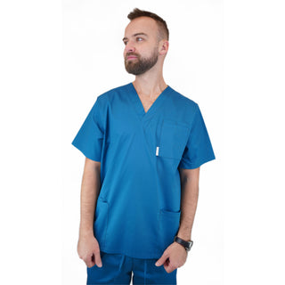 Bequemer und praktischer Herren Schlupfkasack Thalia aus einem elastischen und angenehmen Stoff PRIMA STRETCH. Farbe Meerblau
