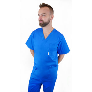 Bequemer und praktischer Herren Schlupfkasack Thalia aus einem elastischen und angenehmen Stoff PRIMA STRETCH. Farbe Royalblau