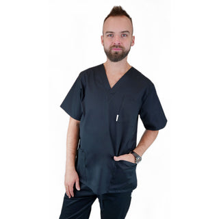 Bequemer und praktischer Herren Schlupfkasack Thalia aus einem elastischen und angenehmen Stoff PRIMA STRETCH. Farbe Schwarz