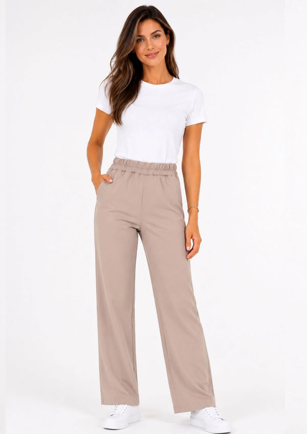 PRO STRETCH Damen Pflegehose Beauty Wide in Beige – Wide-Leg-Schnitt