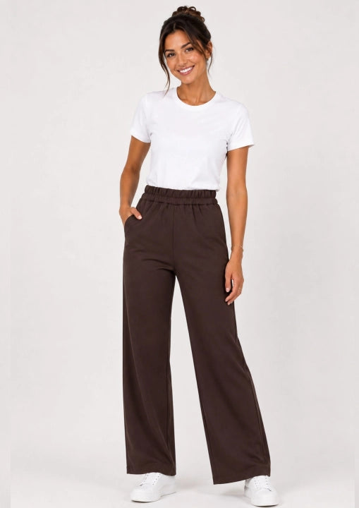 PRO STRETCH Damen Pflegehose Beauty Wide in Braun – Wide-Leg-Schnitt
