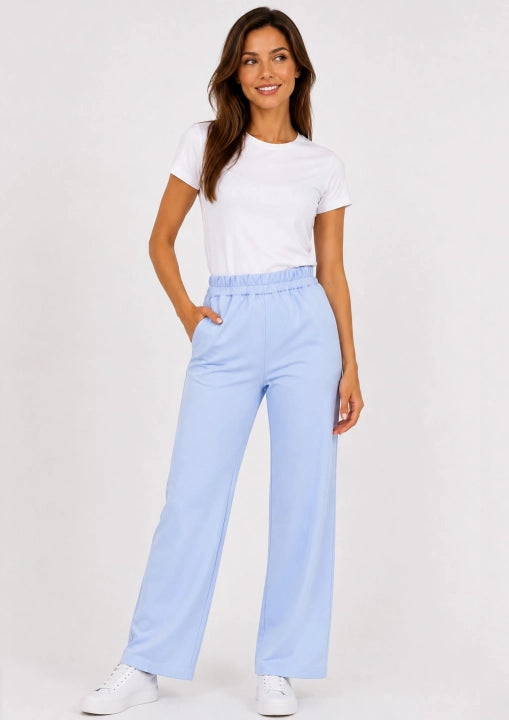 PRO STRETCH Damen Pflegehose Beauty Wide in Saphirblau – Wide-Leg-Schnitt