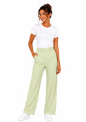 PRO STRETCH Damen Pflegehose Beauty Wide in Matchagrün – Wide-Leg-Schnitt