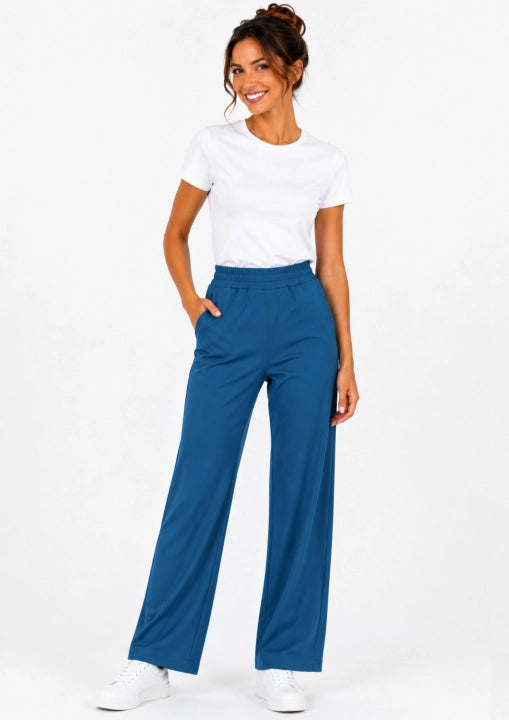 PRO STRETCH Damen Pflegehose Beauty Wide in Meerblau – Wide-Leg-Schnitt