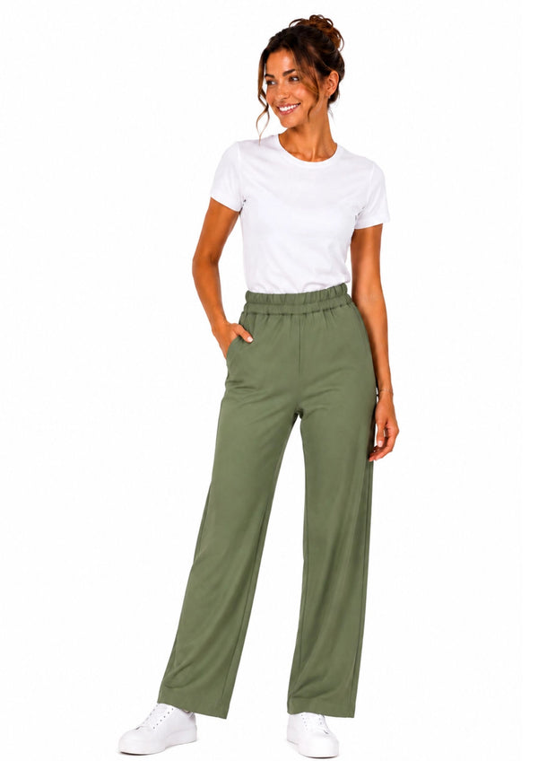 PRO STRETCH Damen Pflegehose Beauty Wide in Olivgrün – Wide-Leg-Schnitt