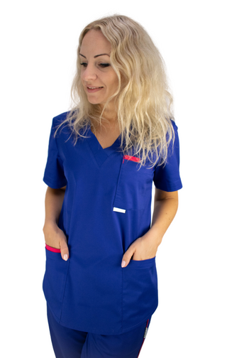Bequemer und praktischer Damen Schlupfkasack aus einem elastischen und angenehmen Stoff PRIMA STRETCH. Farbe Saphirblau