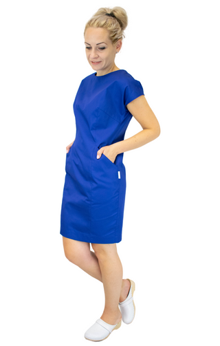 Krankenschwester Kleid für Medizin und Pflege - Farbe Saphirblau