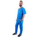Medizinische Herren Uniform Thalia aus einem elastischen Stoff Prima Stretch. Schlupfkasack und Schlupfhose. Farbe Blau.