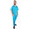 Medizinische Herren Uniform Thalia aus einem elastischen Stoff Prima Stretch. Schlupfkasack und Schlupfhose. Farbe Türkis.