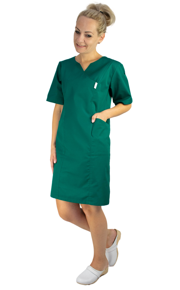 Kleid Figaro für Ärztinnen, Krankenschwester, Farbe dunkelgrün