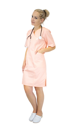 Kleid Figaro für Ärztinnen, Krankenschwester, Farbe lachs