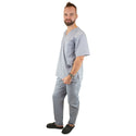Medizinische Herren Uniform Thalia aus einem elastischen Stoff Prima Stretch. Schlupfkasack und Schlupfhose. Farbe  Grau.