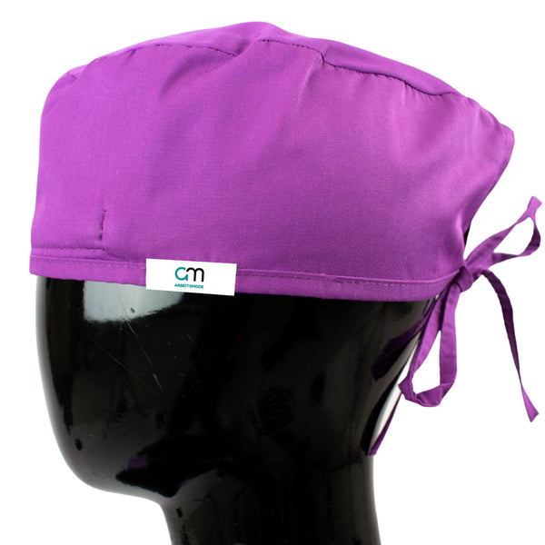 Nachhaltige medizinische Kopfbedeckung - bestickbar und mit Bindung hinten und Schwitzschutzeinsatz vorne. Professionelles Accessoire von am Arbeitsmode.